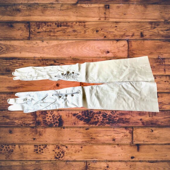 Vintage Kid Leather Gloves Washable Opera Length by Superb West Germany - Picture 13 of 16